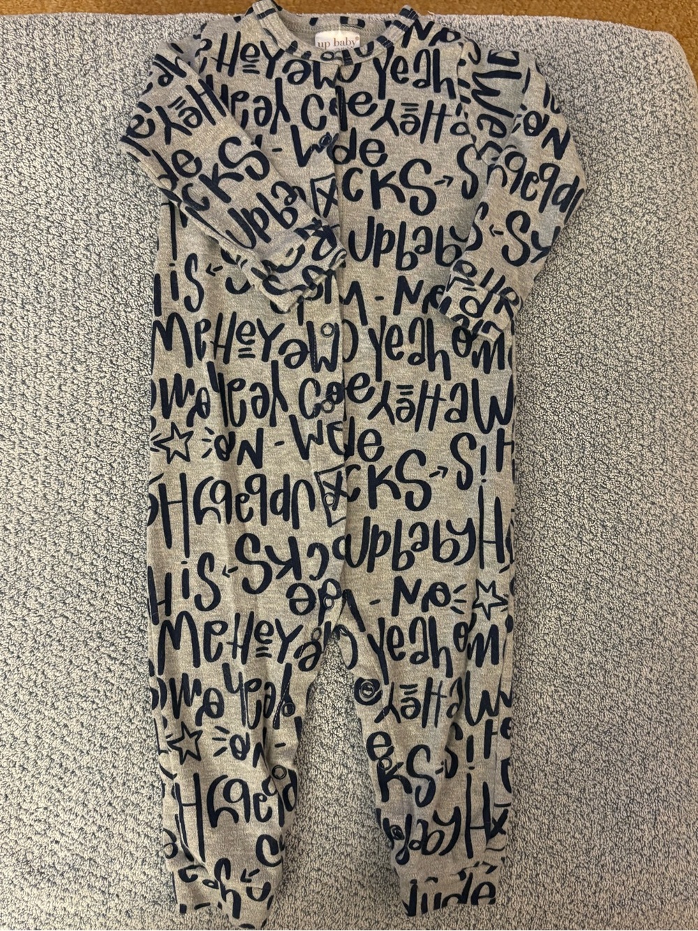Gray Graphic Script One-Piece Bodysuit for Kids